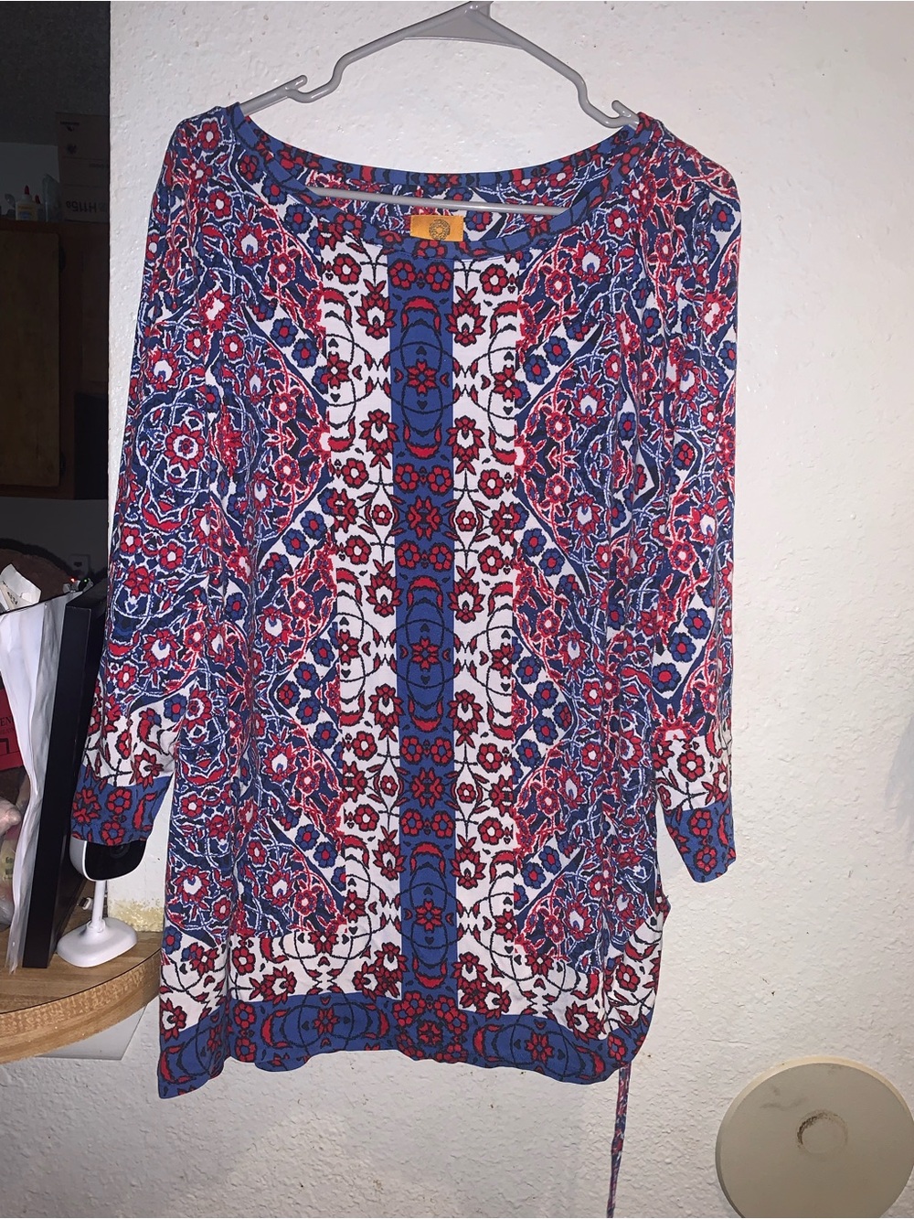 Ruby Rd. Red & Blue Floral Scoop Neck Tunic